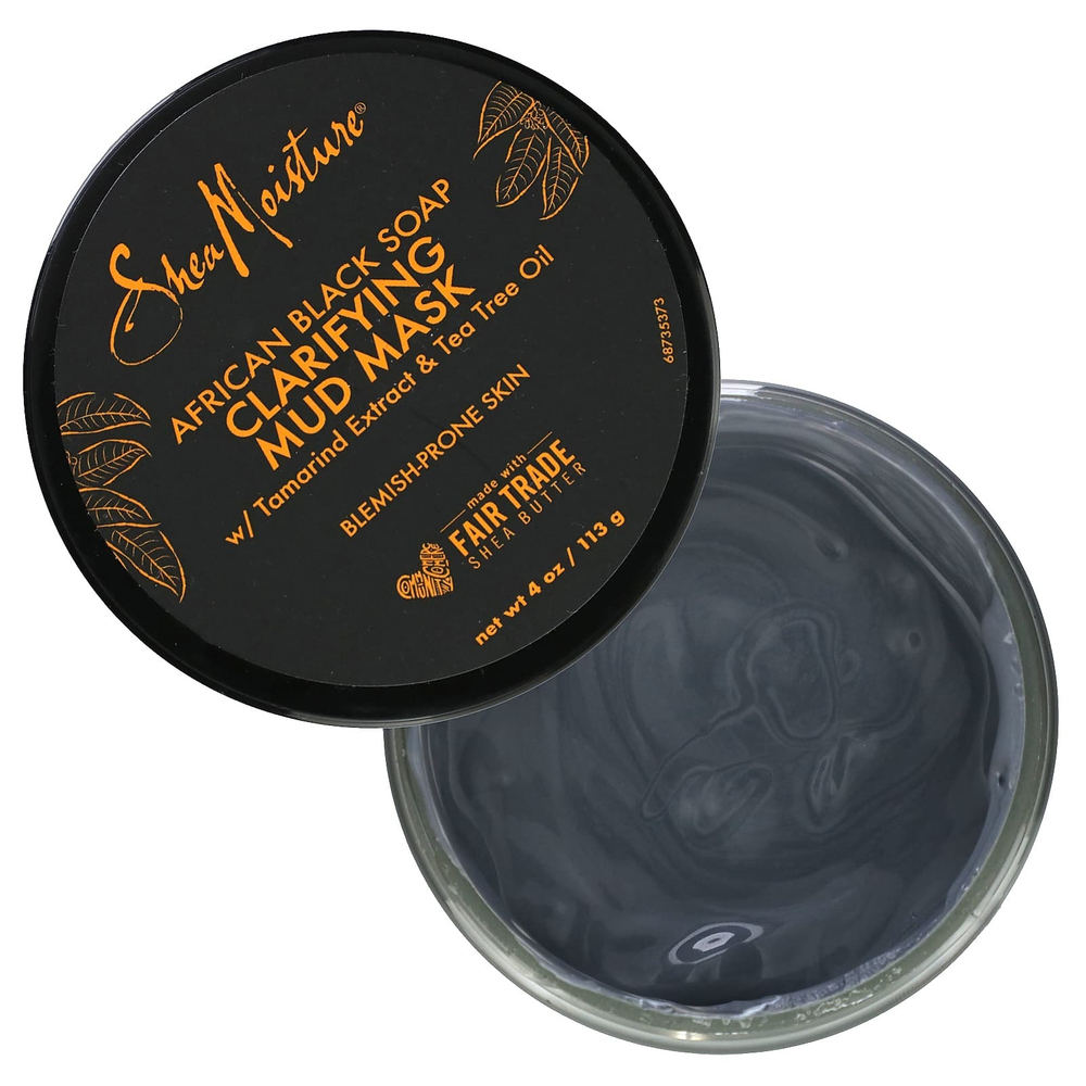 SheaMoisture, африканское черное мыло, очищающая грязевая маска с экстрактом тамаринда и маслом чайного дерева, 113 г (4 унции)