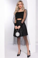 Костюм с юбкой "Воплощение стиля" (черное мерцание) К8038 LT Collection