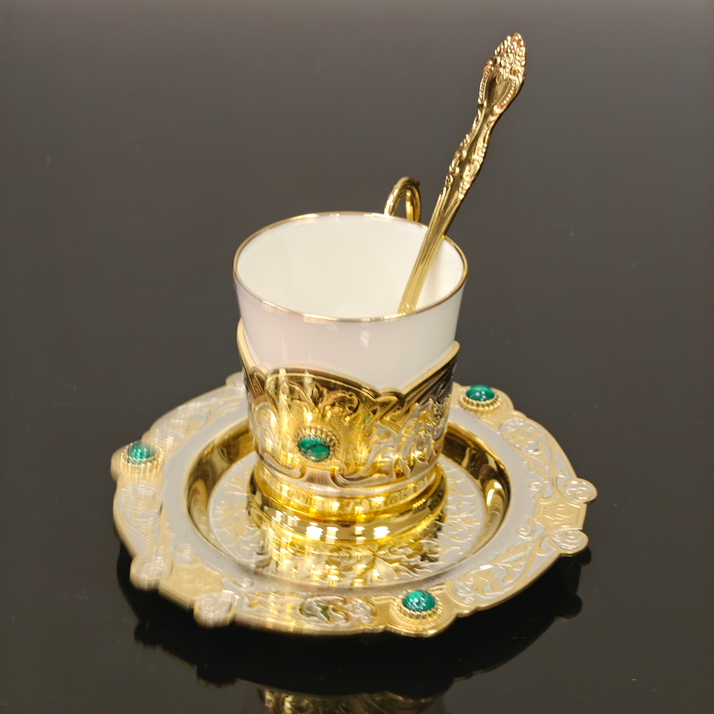 Кофейный набор Златоуст c малахитом "Утро"