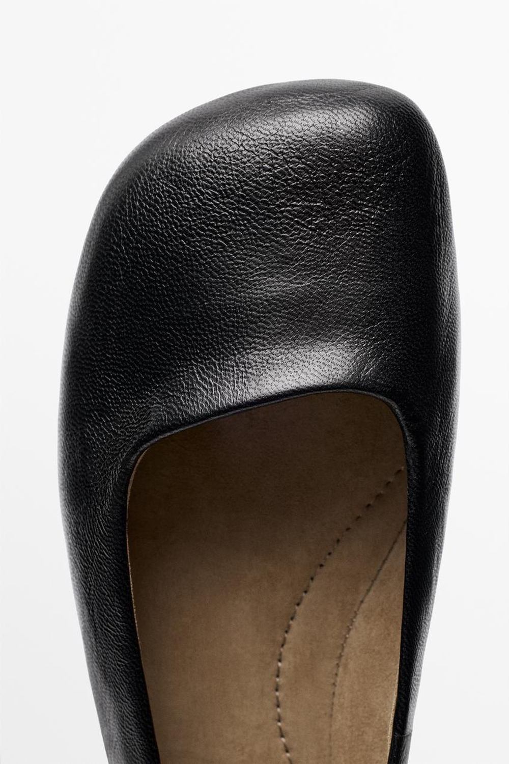 Massimo Dutti Кожаные балетки с квадратным носком, черный