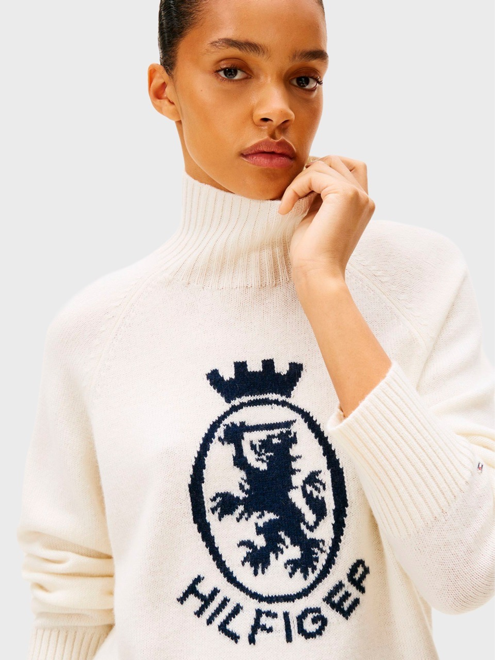Свитер Tommy Hilfiger Intarsia Crest Logo Wool- Blend Ivory Petal