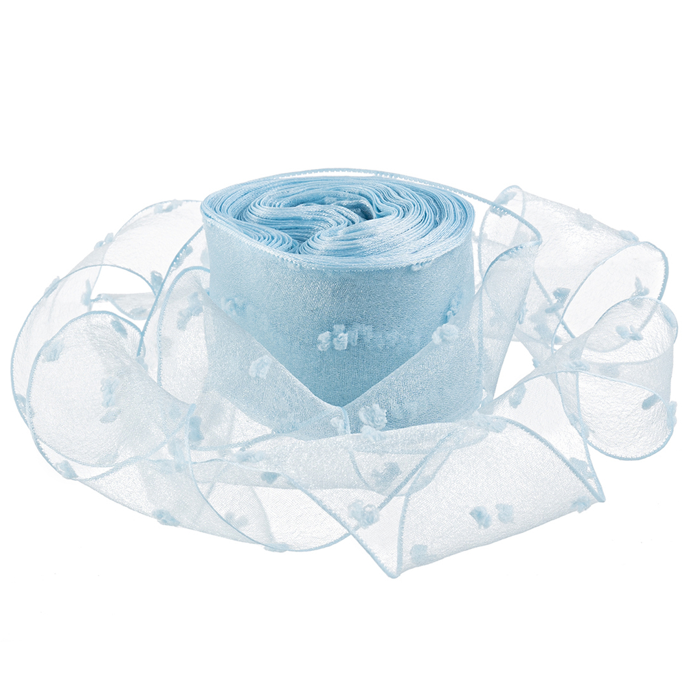 Лента декоративная (4 см*9,14 м) Воздушные точки, Голубой, 1 шт., 6233982