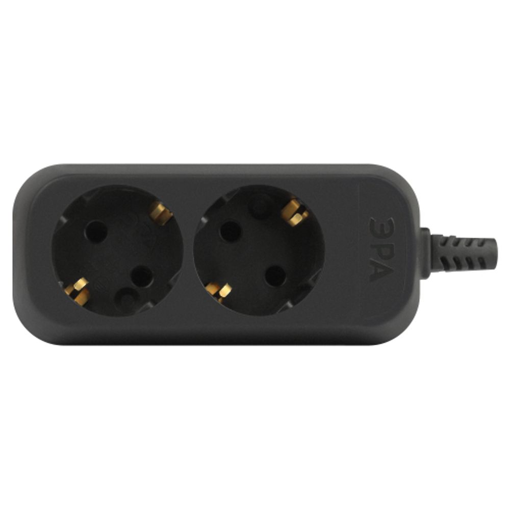 Колодка ЭРА KX-2e-B 2 розетки с зазeмлением черная | Колодки