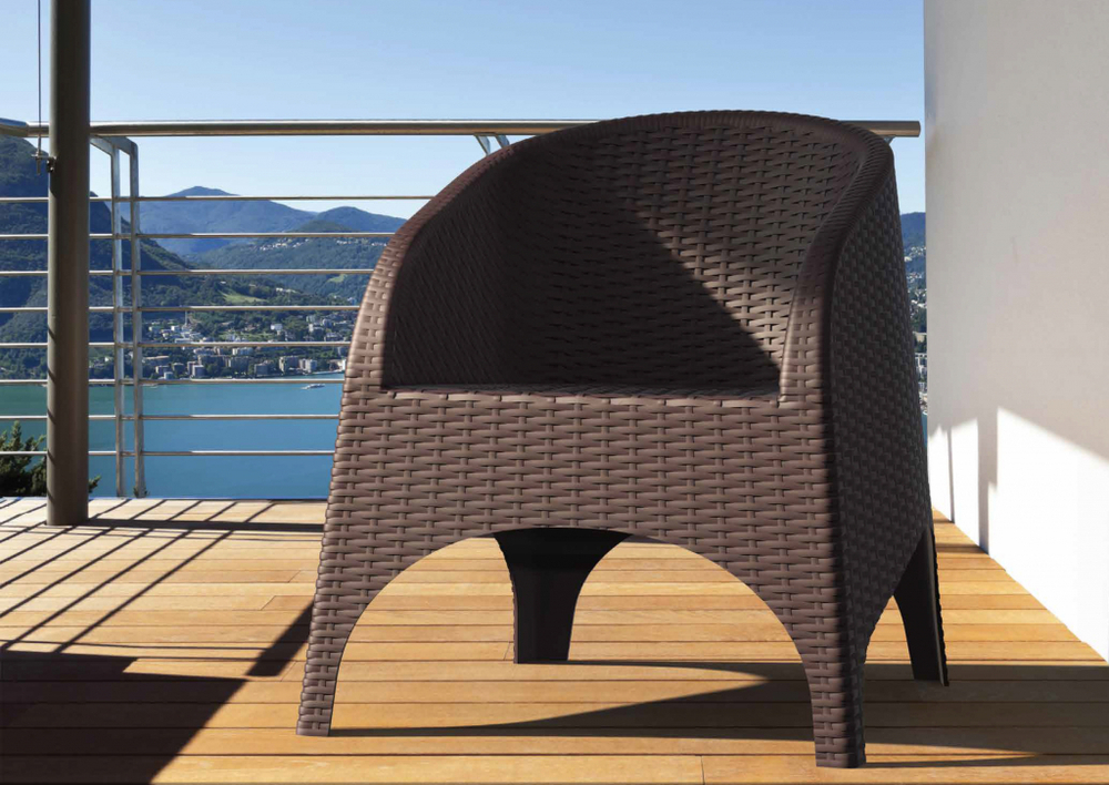 Кресло пластиковое плетеное Siesta Contract Aruba, коричневый