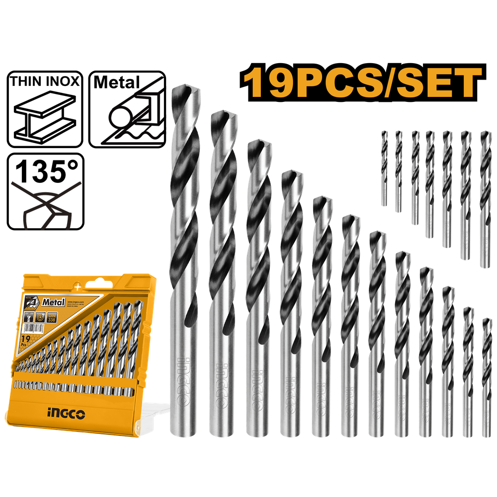 Набор сверл по металлу INGCO AKDB1195 19 шт.
