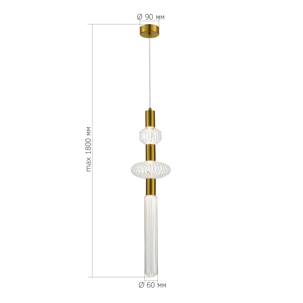 SL6117.203.03 Светильник подвесной ST-Luce Латунь/Золотой, Прозрачный LED 3*3W 3000K TACCHE