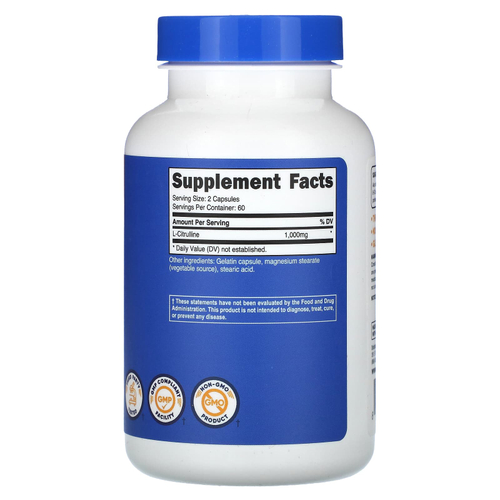 Nutricost, L-цитруллин, 120 капсул (500 мг на капсулу)
