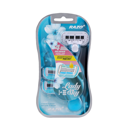 Razo Lady Sky Станок  (3 касс) 4 лезвия,плав. гол, с увлаж.полоса