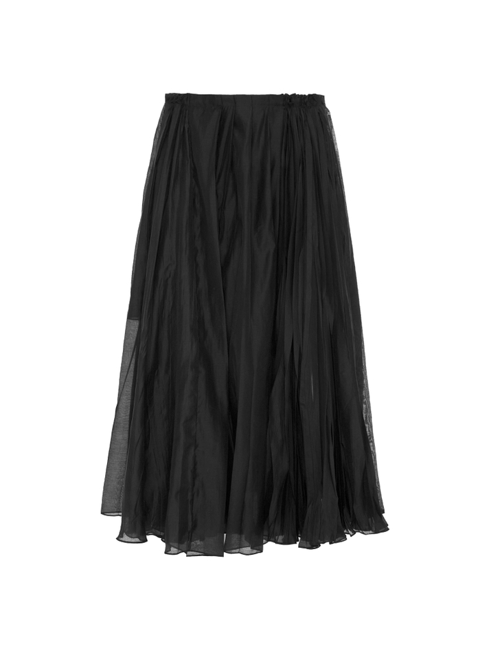 Юбка со складками из хлопка и шелка черный