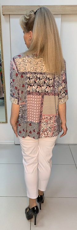 Блузон-рубашка с красной отделкой