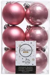 Набор пластиковых шаров Дивный 60 мм, дикая роза, 12 шт, Kaemingk (021989)