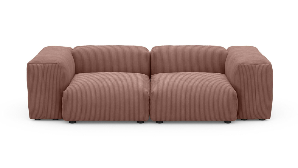 Диван Фиджи двухсекционный (малый) Cilium Coral 231*116*62 см, Розовый Вельвет Нераскладной Фиеста
