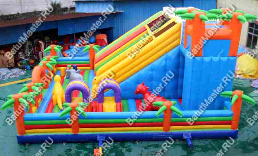 Надувной батут горка "Парк Юрского периода"