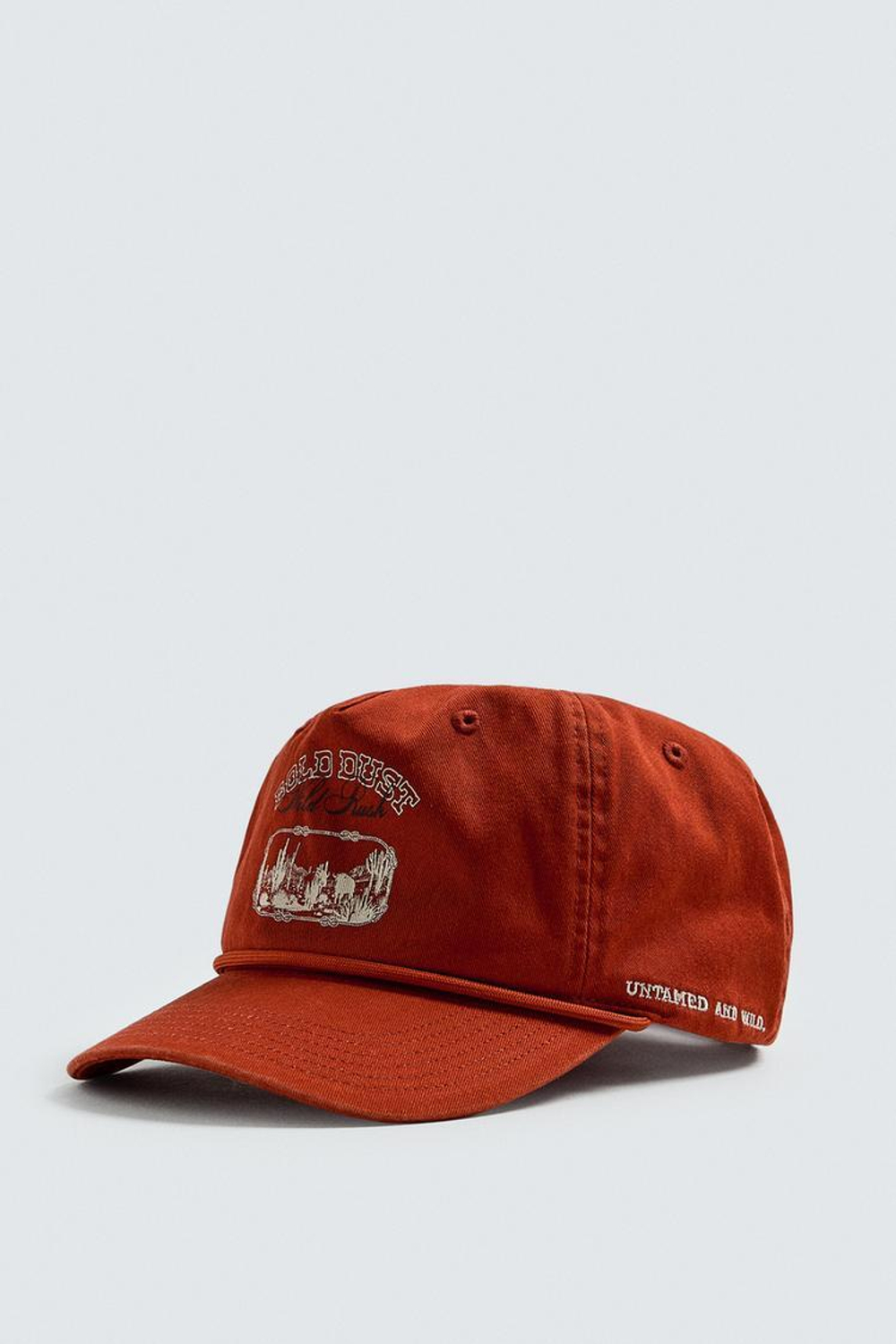 ZARA КЕПКА С ЭФФЕКТОМ ПОТЕРТОСТИ И ПРИНТОМ, КРАСНЫЙ