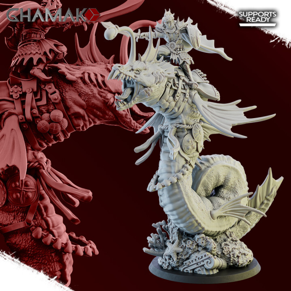 Grand Alliance Order Idoneth Deepkin High King of the Deep Age Король на морском змее миниатюра для dnd, днд, pathfinder, фентези, Настольная игра, НРИ, Варгейм, РПГ
