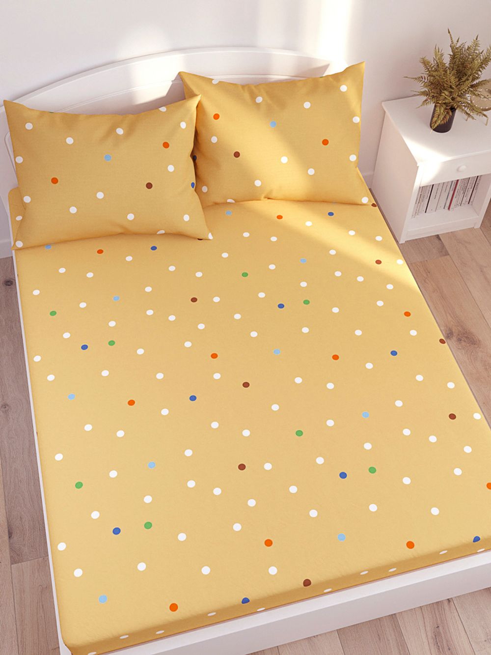 Постельное белье Сказка "Yellow" 1,5-сп Наволочка 50х70 1 шт Простынь на резинке 90х200 см Пододеяльник 145х215 см