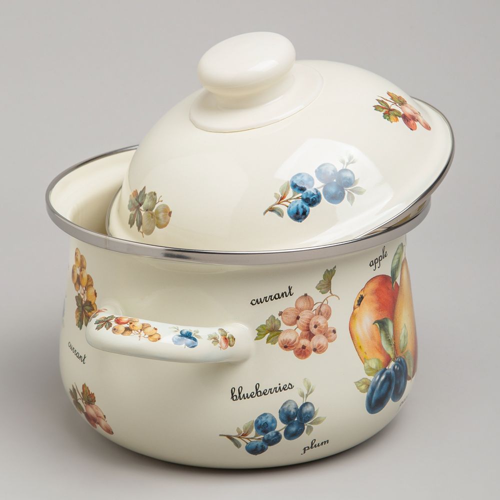 НАБОР КАСТРЮЛЬ AGNESS ЭМАЛИРОВАННЫХ СЕРИЯ "ФРУКТЫ", 4ПР. 1,5Л И 2,8Л, 16Х10СМ, 20Х12СМ