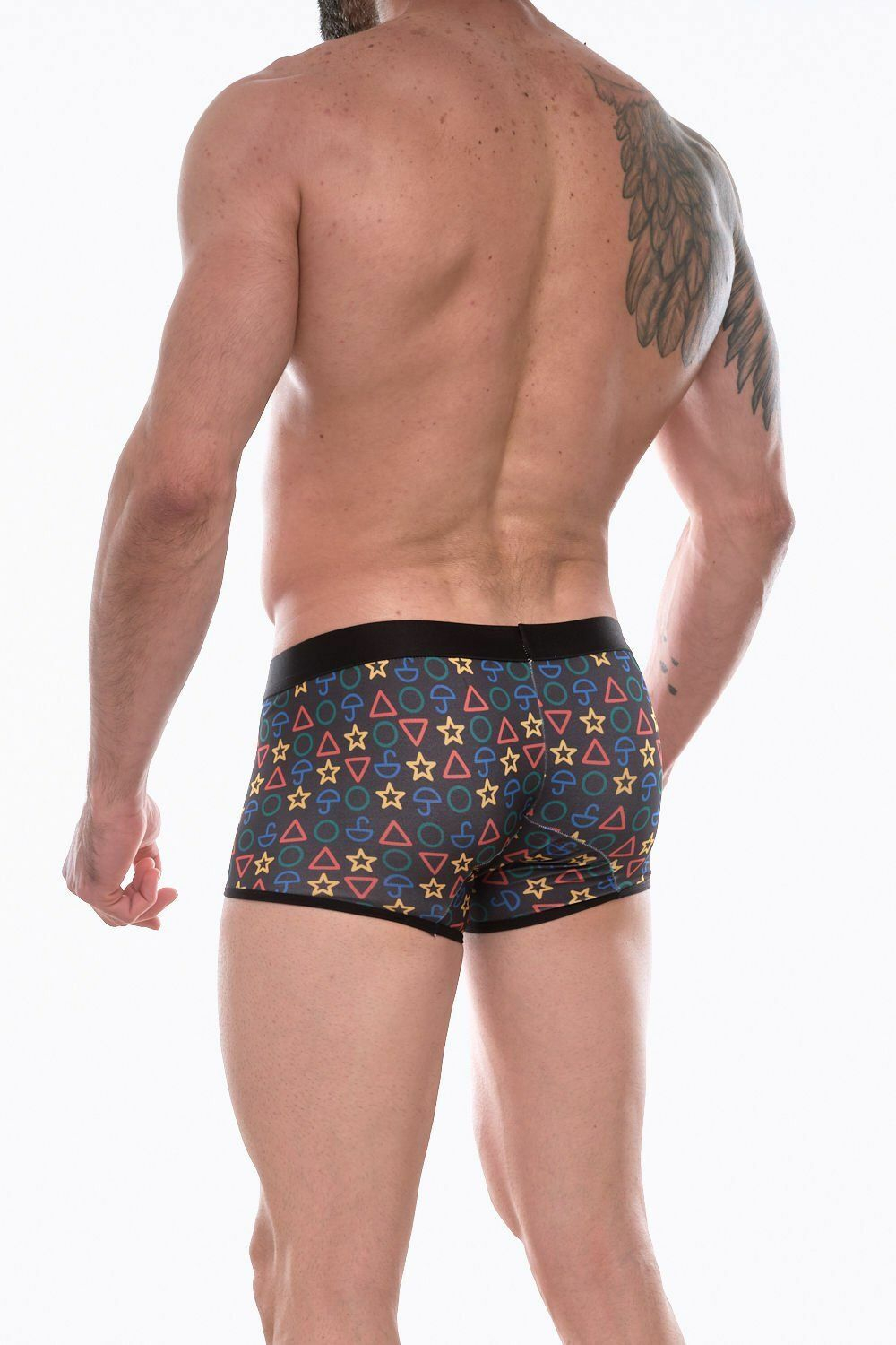 Темно-серые трусы-боксеры с разноцветным принтом (Размер: XL) (Цвет: темно-серый)