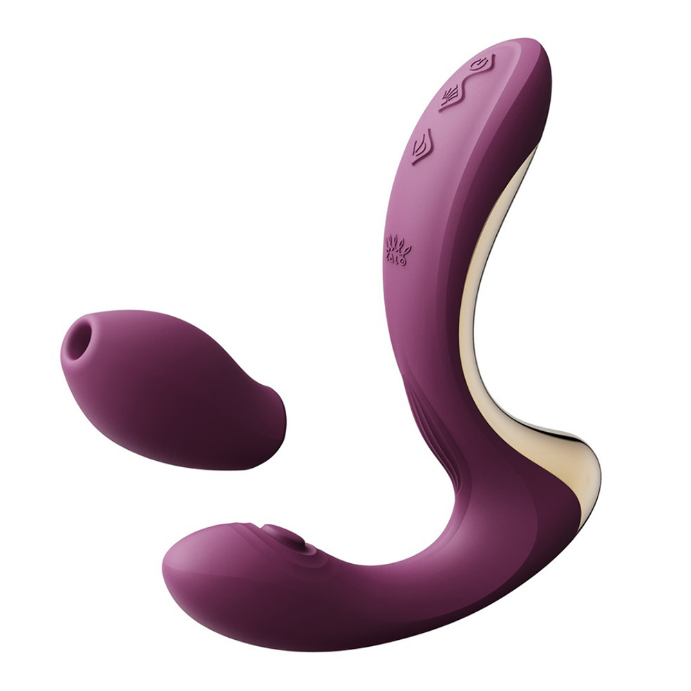 Фиолетовый вибромассажёр для зоны G с пульсацией, вакуумной стимуляцией и функцией нагрева Zalo Talis G-Spot PulseWave Vibrator Velvet Purple