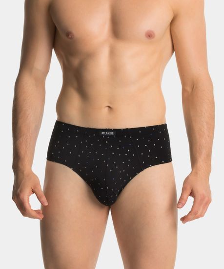 Мужские трусы (3шт) слипы классика Atlantic 3MP-142, графитовый + голубой + черный