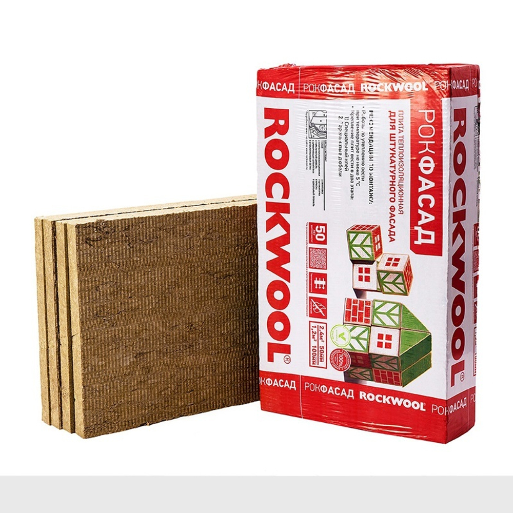 Утеплитель Rockwool Рокфасад 1000х600х50 мм, 4 шт