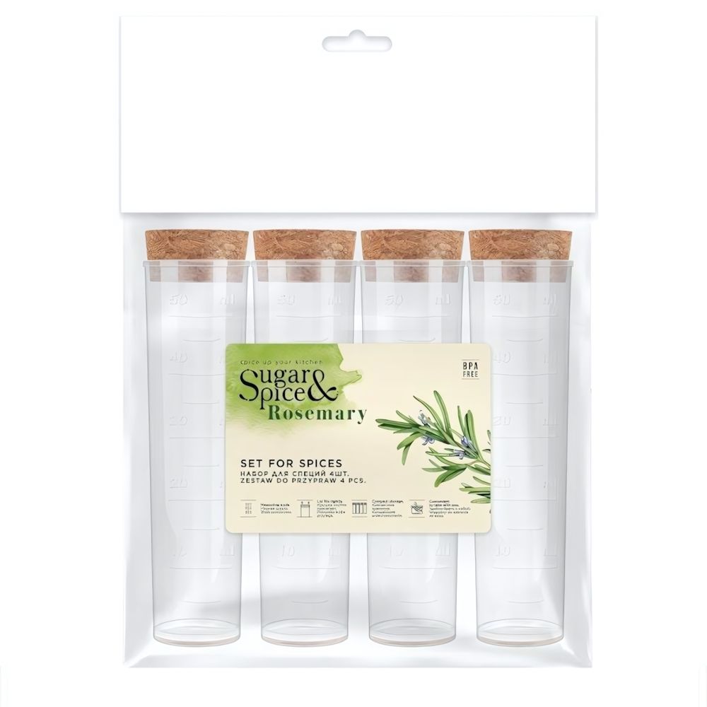 Набор для специй Sugar&amp;Spice Rosemary 4 шт*50 мл с пробковыми крышками