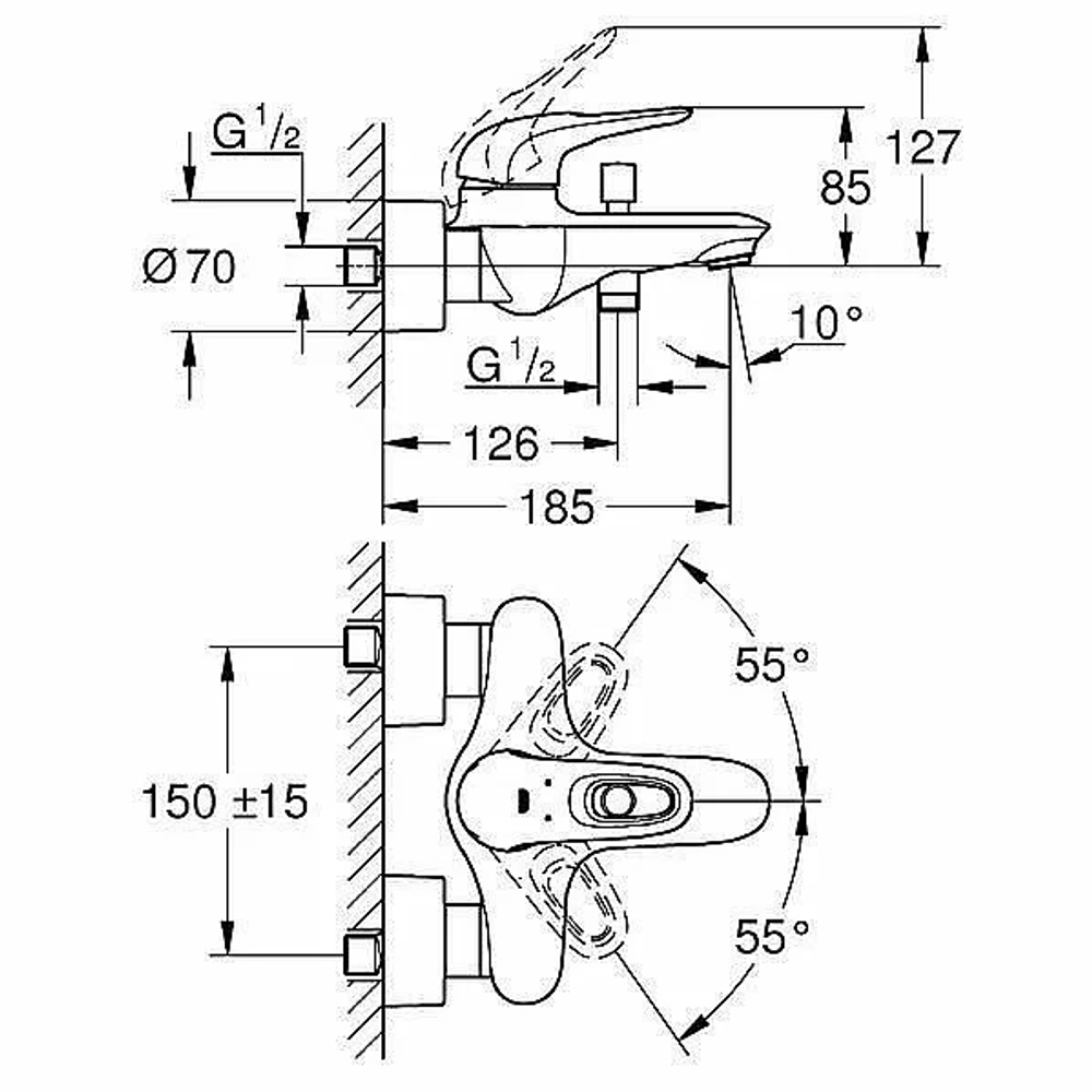 Смеситель для ванны Grohe Eurostyle New 33591LS3 белый