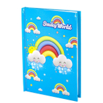 Блокнот в футляре, 14,5 см * 20,5 см, 7БЦ, Alingar, ламинация, замочек, линия, 45 л., "Радуга", голубой