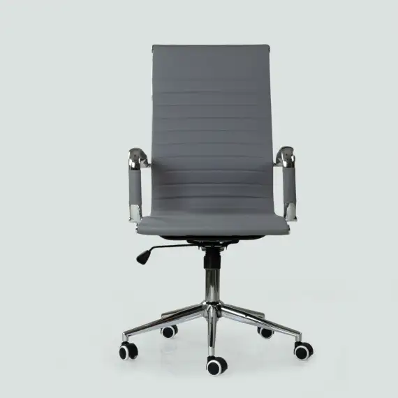 Кресло Barneo K-110 серая кожа, газлифт 3кл