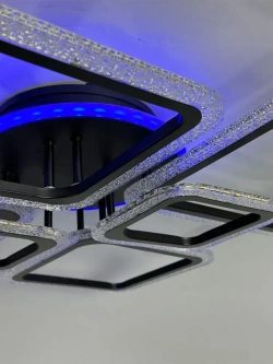 Неолайт люстра потолочная светодиодная с пультом черная RGB-подсветка музыкальная колонка SF8002/7C-BK-RGB