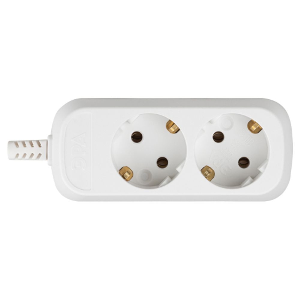 Колодка ЭРА KX-2e 2 розетки с зазeмлением белая