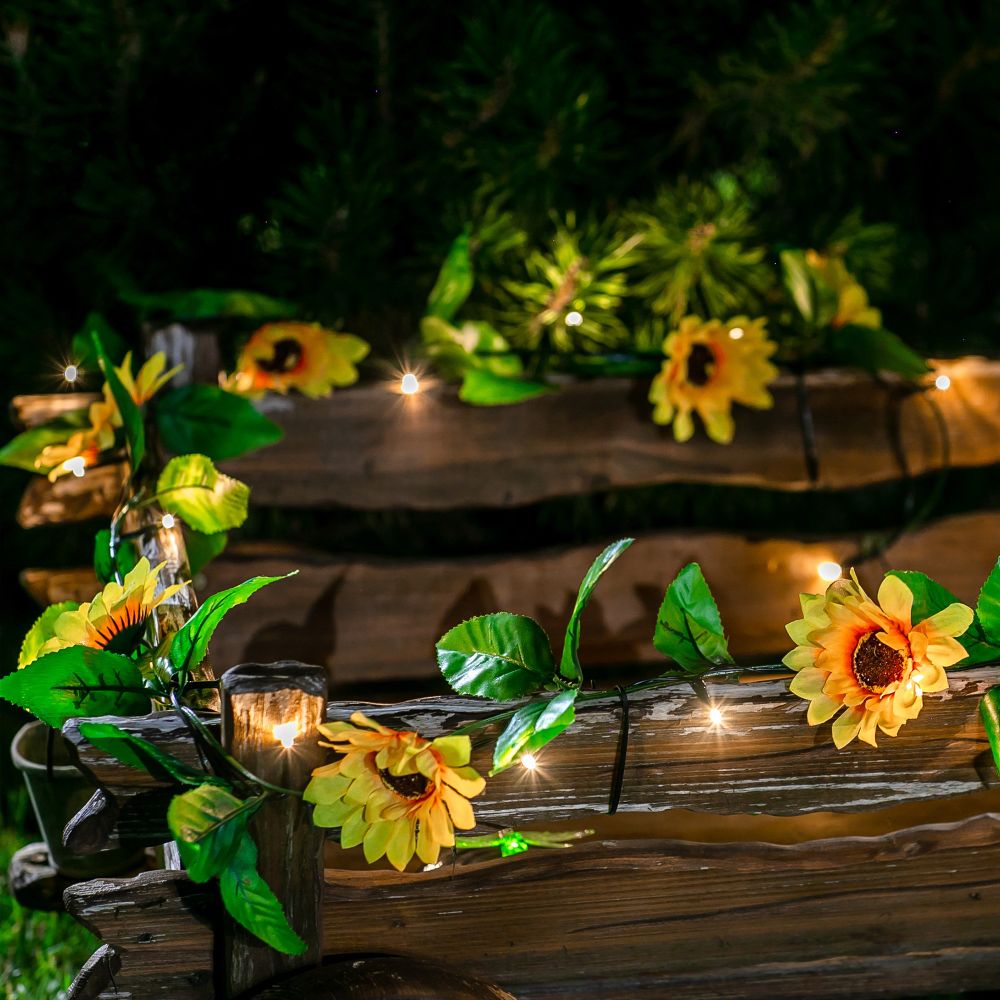 USL-S-138-PT2300 SUNFLOWERS Садовая гирлянда на солнечной батарее Подсолнухи. 24 светодиода. Теплый белый свет. 1xАА Ni-Mh аккумулятор в-к. IP44. TM Uniel