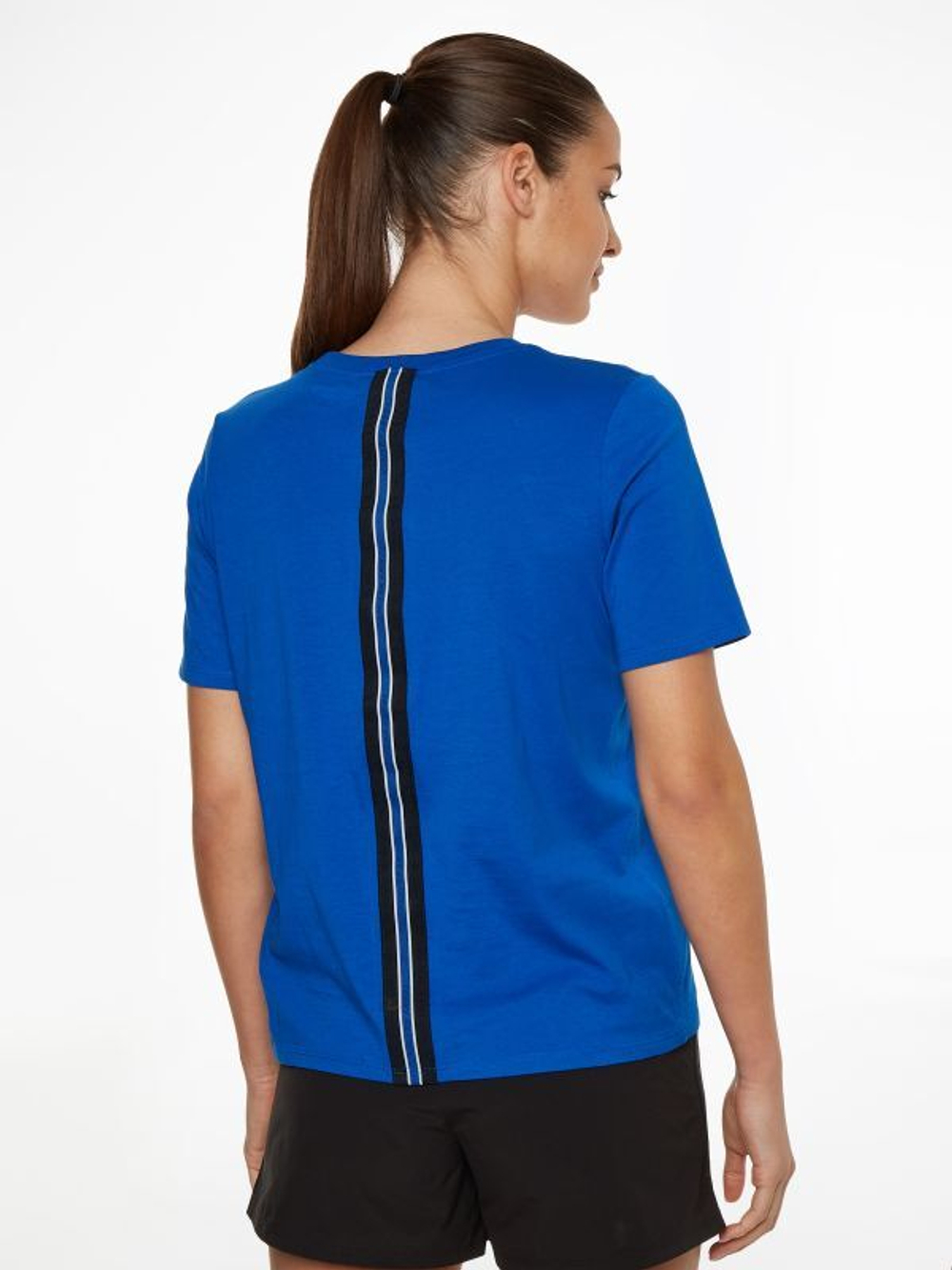 Женская теннисная футболка Tommy Hilfiger Regular Tape Tee - kettle blue