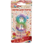 Свеча для торта Цифра Радуга «8» 6*4 см