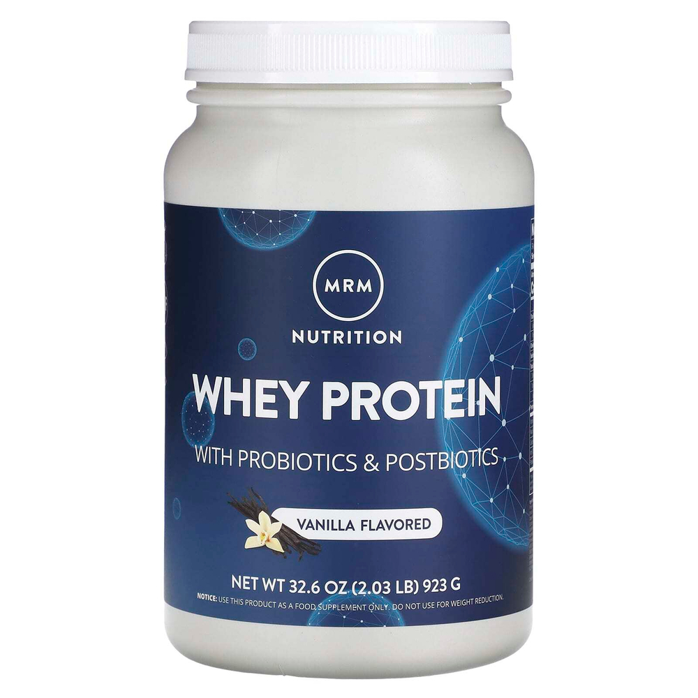 MRM Nutrition, Сывороточный протеин, 2 миллиарда пробиотиков, ваниль, 2,03 фунта (923 г)
