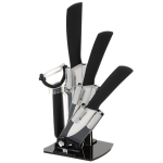 Набор ножей 5 пр, 12.5;10;7.5 см, овощечист, керамика, рук пласт, с подст, акрил, Daniks, Бремен, JA