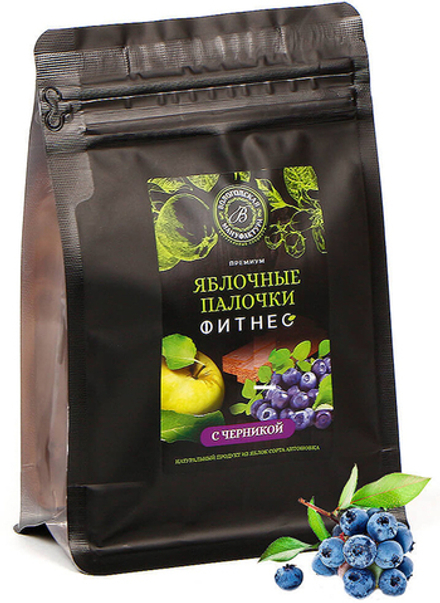 Яблочные палочки Фитнес без сахара с черникой Вологодская Мануфактура 150г