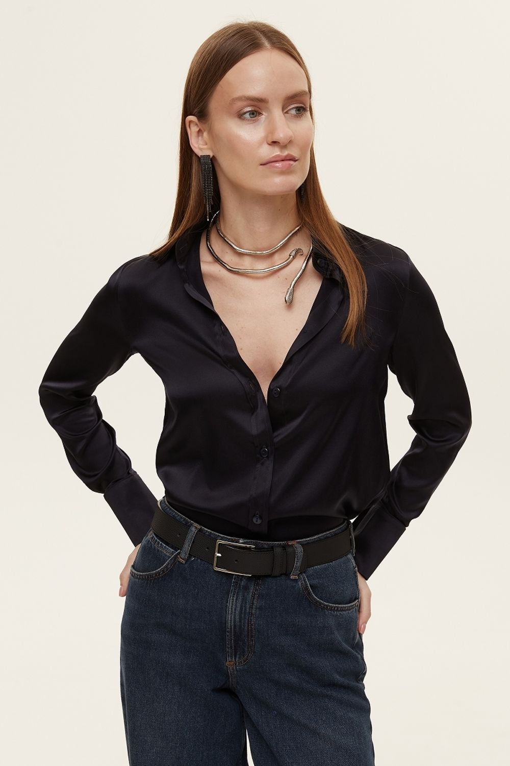 Рубашка Кельн синий шелк