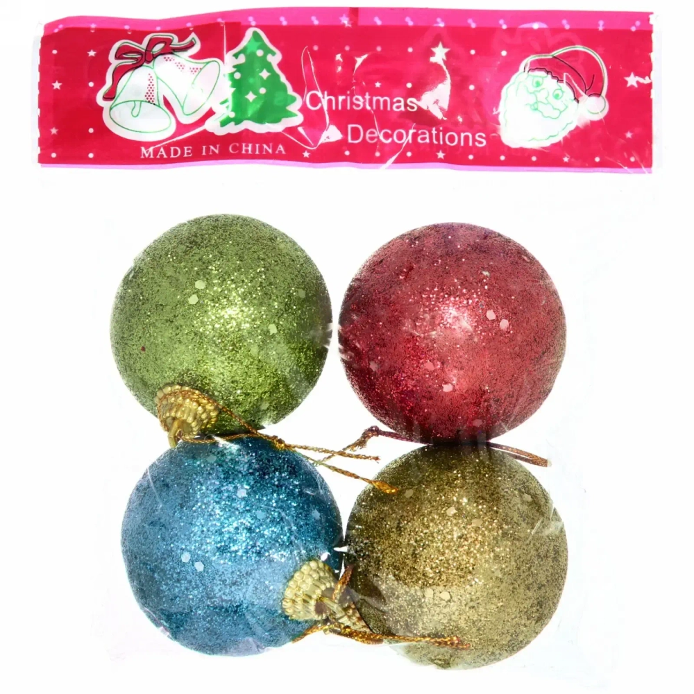 Новогодние шары 5 см (набор 4 шт) «Блестящее напыление», микс цветов