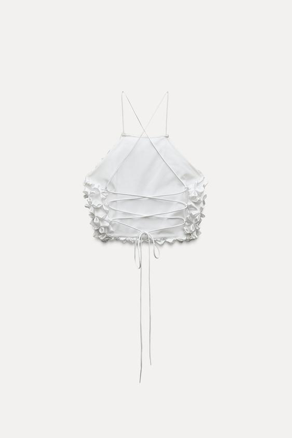 ZARA ОБЪЕМНЫЙ АТЛАСНЫЙ ТОП, БЕЛЫЙ