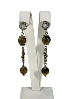 Серьги-пусеты тигровый глаз "Великолепный век"