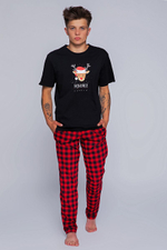 Оригинальная мужская пижама HoHoHo с принтом (Размер: XL) (Цвет: черный с красным)