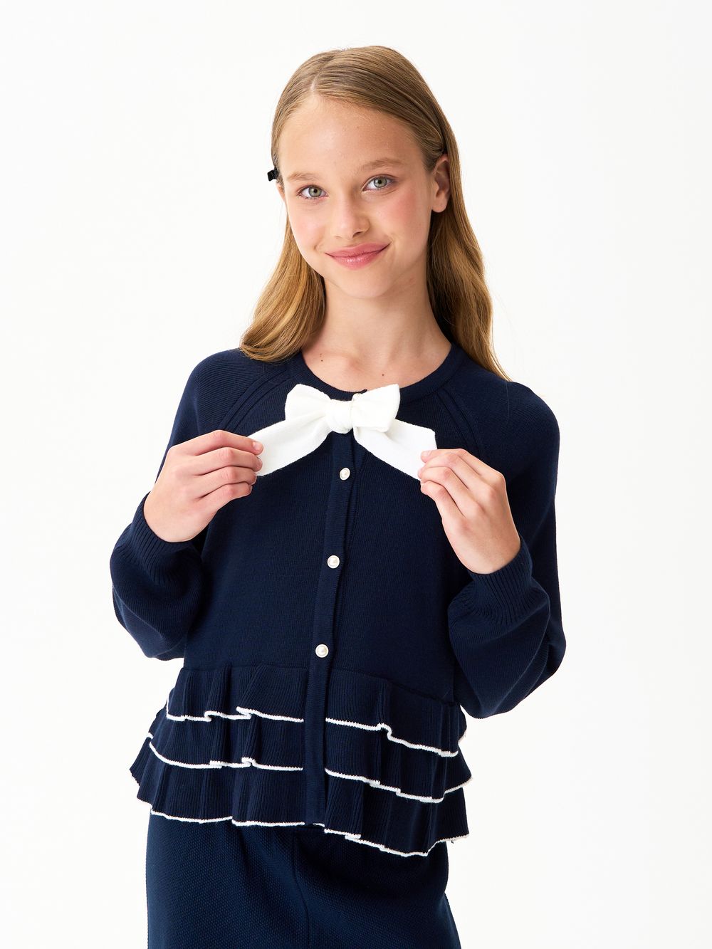 Кардиган для девочки 1165 сине-белый