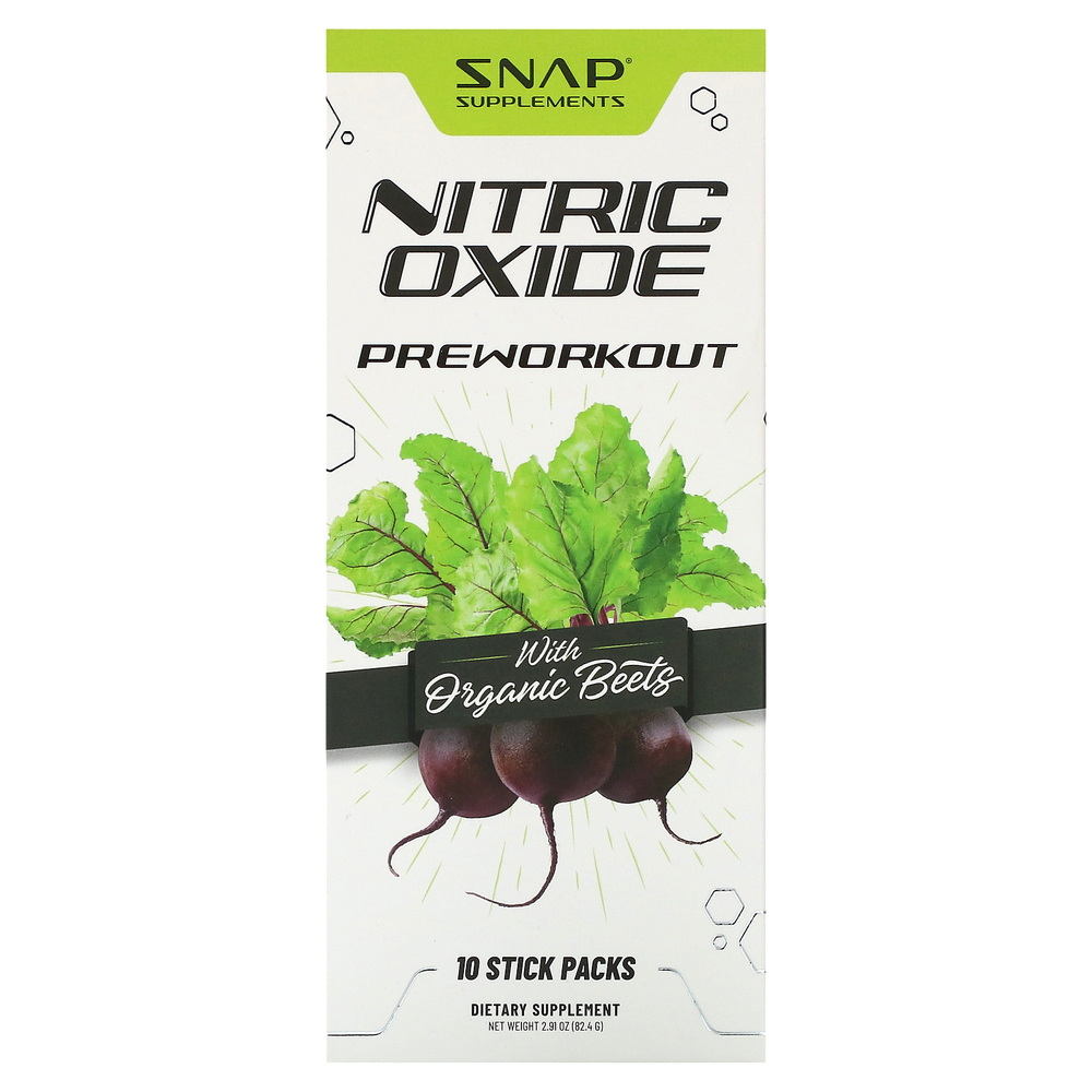 Snap Supplements, Оксид азота, органическая свекла перед тренировкой, 10 пакетиков по 8,2 г (0,29 унции)