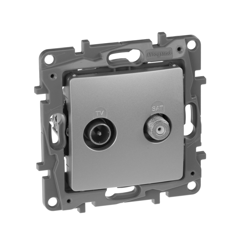 Розетка TV-SAT двухкабельная - алюминий ETIKA Legrand