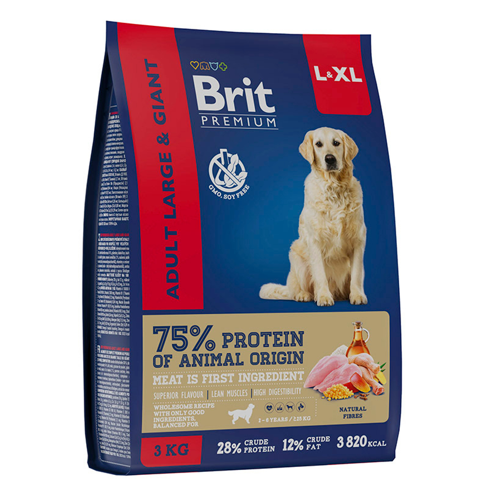 Сухой корм Premium Dog Adult Large and Giant с курицей 3кг,для собак крупных пород 03.25