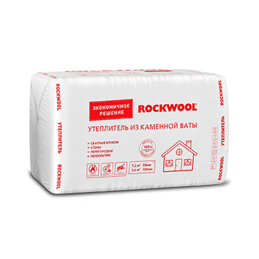 Базальтовая вата Rockwool Эконом 1000х600х100 мм 6 шт (29 кг/м3; 0,36 м3; 3,6 м2)