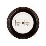 Розетка RJ45 информационная двойная, керамика, цвет белый B1-302-01