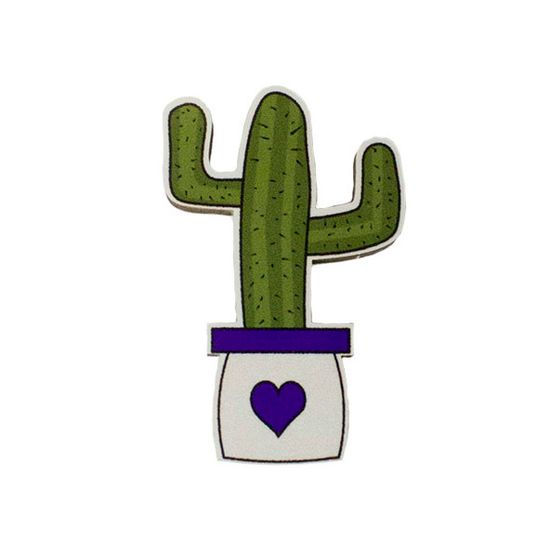 Значок деревянный (брошь)  Кактус. Fire Pin