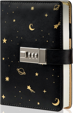 TIEFOSSI Starry Leather Journal — Дневник с замком и сменным блоком Парольный блокнот формата A6 в кожаном переплете